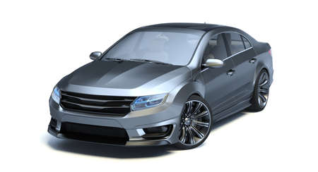 3D rendering of a brand-less generic concept car in studio environmentの写真素材