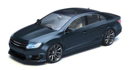 3D rendering of a brand-less generic concept car in studio environmentの写真素材