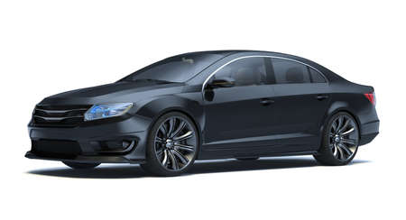 3D rendering of a brand-less generic concept car in studio environmentの写真素材