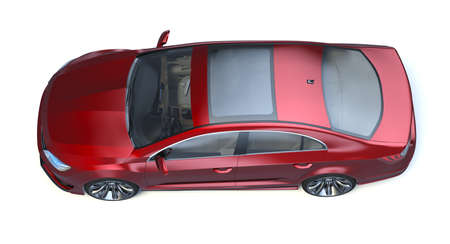 3D rendering of a brand-less generic concept car in studio environmentの写真素材