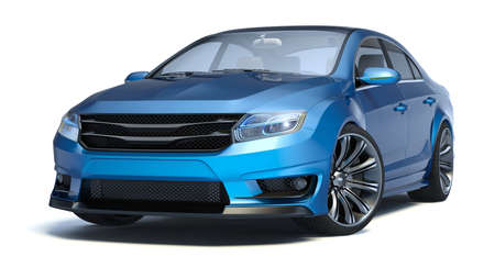 3D rendering of a brand-less generic concept car in studio environmentの写真素材