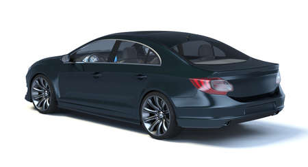 3D rendering of a brand-less generic concept car in studio environmentの写真素材