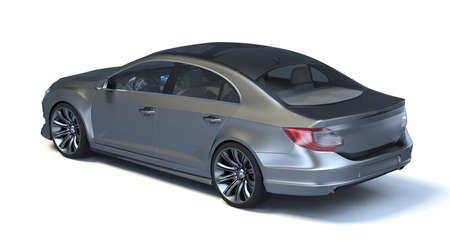 3D rendering of a brand-less generic concept car in studio environmentの写真素材