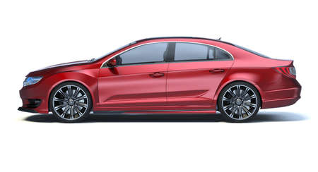 3D rendering of a brand-less generic concept car in studio environmentの写真素材