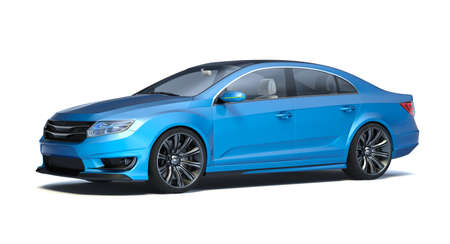 3D rendering of a brand-less generic concept car in studio environmentの写真素材