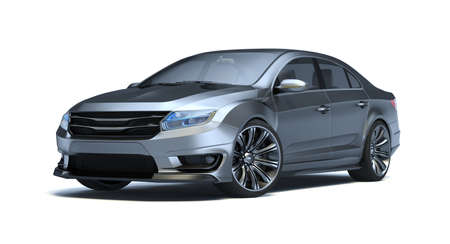 3D rendering of a brand-less generic concept car in studio environmentの写真素材