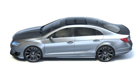 3D rendering of a brand-less generic concept car in studio environmentの写真素材