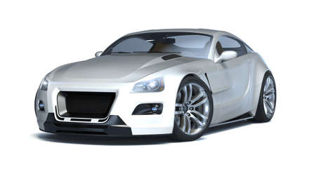 3D rendering of a brand-less generic concept car in studio environmentの写真素材