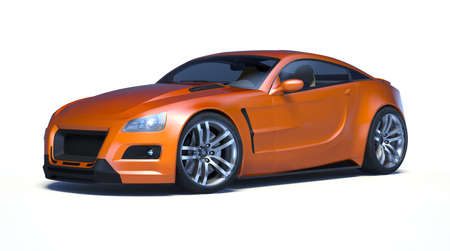 3D rendering of a brand-less generic concept car in studio environmentの写真素材