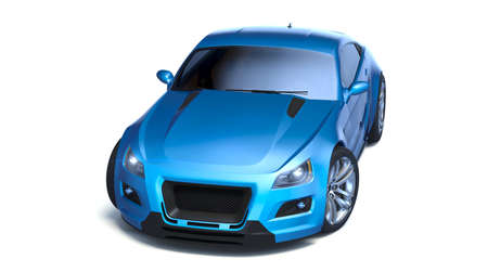 3D rendering of a brand-less generic concept car in studio environmentの写真素材