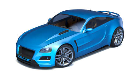 3D rendering of a brand-less generic concept car in studio environmentの写真素材
