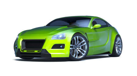 3D rendering of a brand-less generic concept car in studio environmentの写真素材
