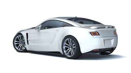 3D rendering of a brand-less generic concept car in studio environmentの写真素材
