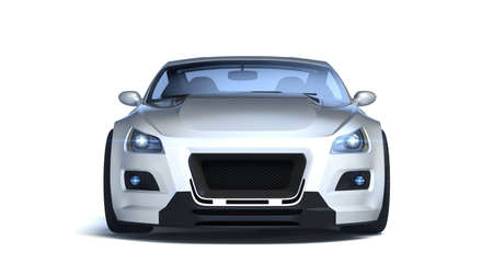 3D rendering of a brand-less generic concept car in studio environmentの写真素材