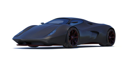 3D rendering of a brand-less generic concept car in studio environment