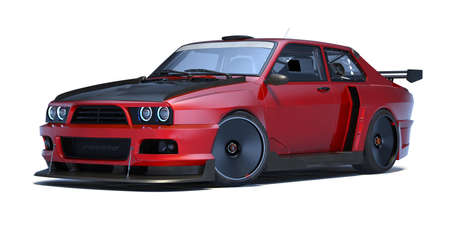 3D rendering of a brand-less generic concept car in studio environmentの写真素材
