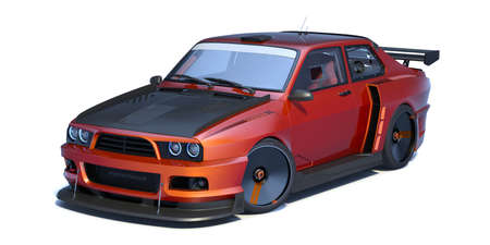 3D rendering of a brand-less generic concept car in studio environmentの写真素材