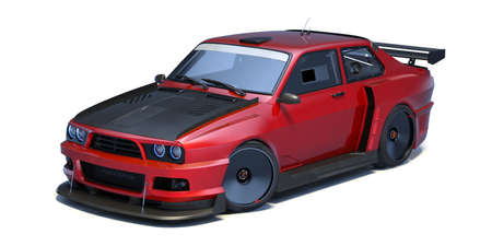 3D rendering of a brand-less generic concept car in studio environmentの写真素材