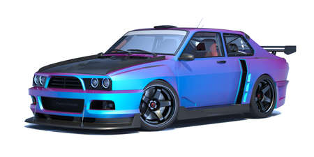 3D rendering of a brand-less generic concept car in studio environmentの写真素材
