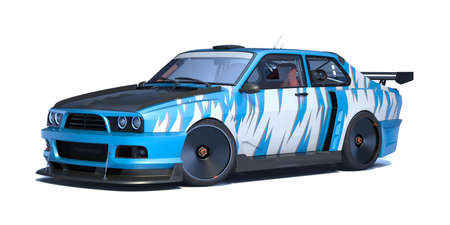 3D rendering of a brand-less generic concept car in studio environmentの写真素材