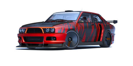 3D rendering of a brand-less generic concept car in studio environmentの写真素材