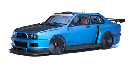 3D rendering of a brand-less generic concept car in studio environmentの写真素材