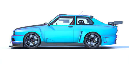 3D rendering of a brand-less generic concept car in studio environmentの写真素材