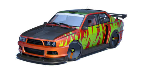3D rendering of a brand-less generic concept car in studio environmentの写真素材