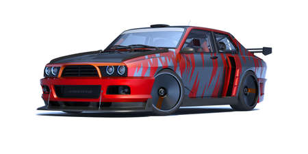 3D rendering of a brand-less generic concept car in studio environmentの写真素材
