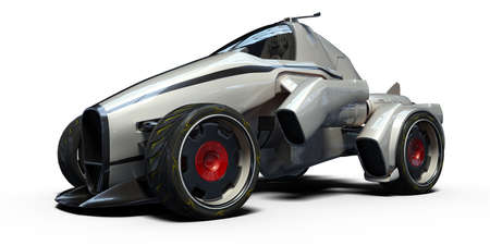 3D rendering of a brand-less generic futuristic concept car in studio environmentの写真素材