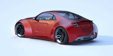 3D rendering of a brand-less generic concept car in studio environmentの写真素材