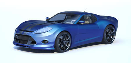 3D rendering of a brand-less generic concept car in studio environmentの写真素材