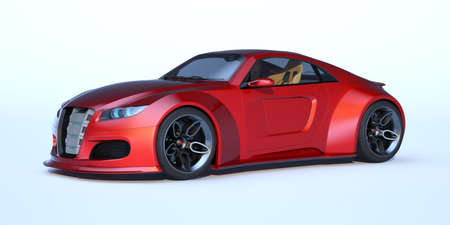 3D rendering of a brand-less generic concept car in studio environmentの写真素材