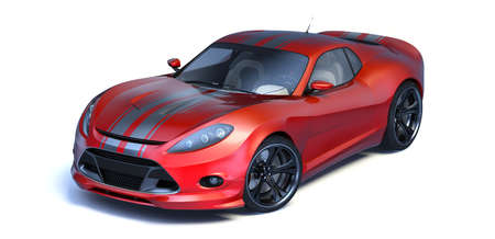 3D rendering of a brand-less generic concept car in studio environmentの写真素材