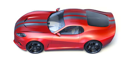 3D rendering of a brand-less generic concept car in studio environmentの写真素材