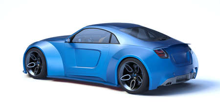 3D rendering of a brand-less generic concept car in studio environmentの写真素材