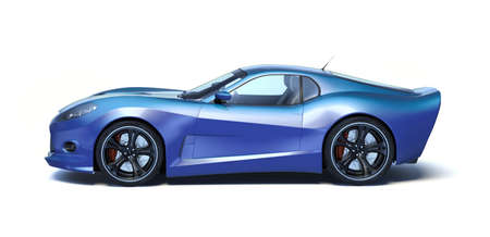 3D rendering of a brand-less generic concept car in studio environmentの写真素材