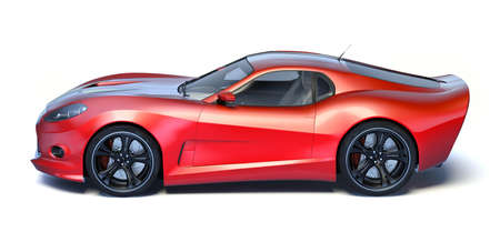 3D rendering of a brand-less generic concept car in studio environmentの写真素材