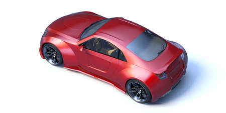 3D rendering of a brand-less generic concept car in studio environmentの写真素材