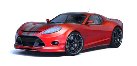 3D rendering of a brand-less generic concept car in studio environmentの写真素材