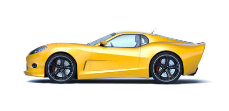 3D rendering of a brand-less generic concept car in studio environmentの写真素材