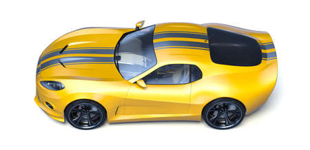 3D rendering of a brand-less generic concept car in studio environmentの写真素材