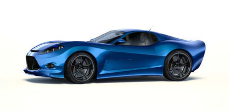 3D rendering of a brand-less generic concept car in studio environmentの写真素材