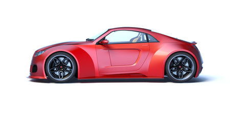3D rendering of a brand-less generic concept car in studio environmentの写真素材