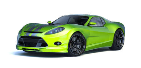3D rendering of a brand-less generic concept car in studio environmentの写真素材