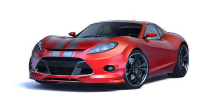 3D rendering of a brand-less generic concept car in studio environmentの写真素材