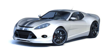 3D rendering of a brand-less generic concept car in studio environmentの写真素材