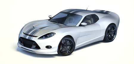 3D rendering of a brand-less generic concept car in studio environmentの写真素材