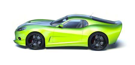3D rendering of a brand-less generic concept car in studio environmentの写真素材