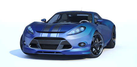 3D rendering of a brand-less generic concept car in studio environmentの写真素材